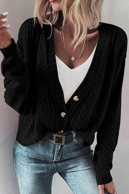 Canton Open Knit Drop Shoulder Sweater Cardigan