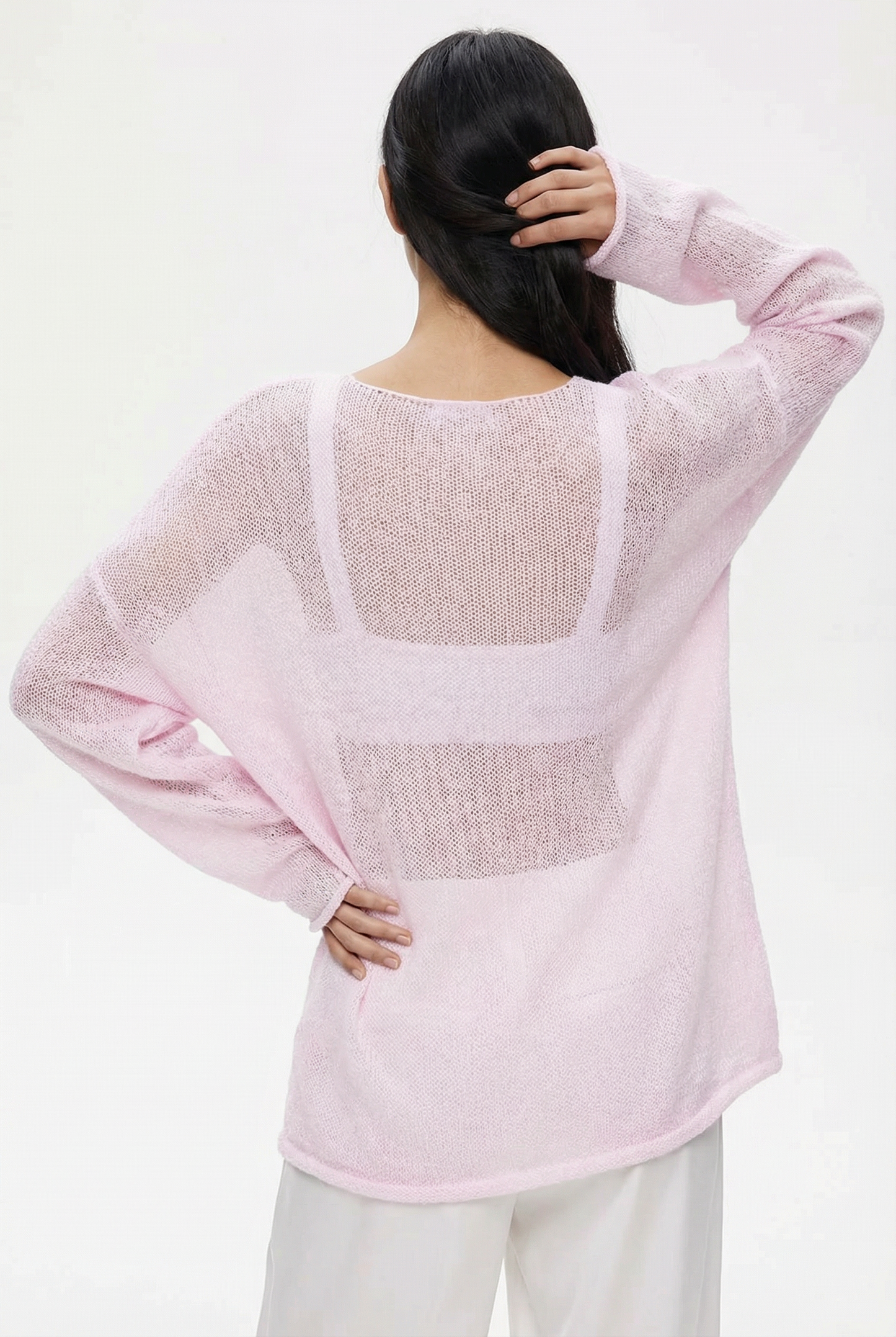 Sheer Knit Lightweight Long Sleeve Layering Sweater Top