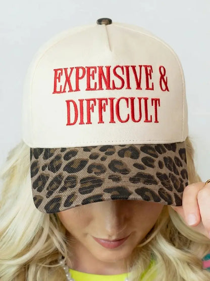 Red Dahlia Leopard Contrast Brim Baseball Cap Adjustable Hat