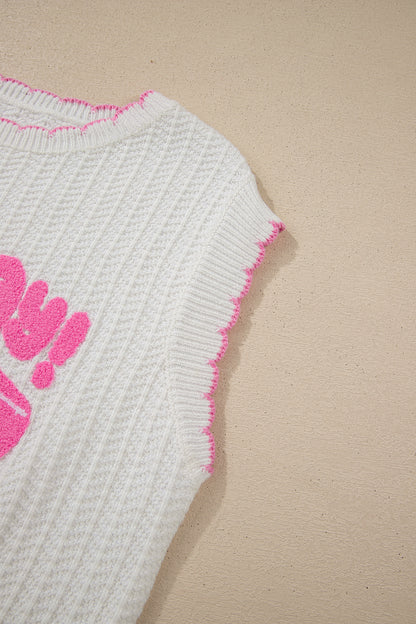 Lets Play Textured Knit Rugby Pattern Sweater Vest Game Day