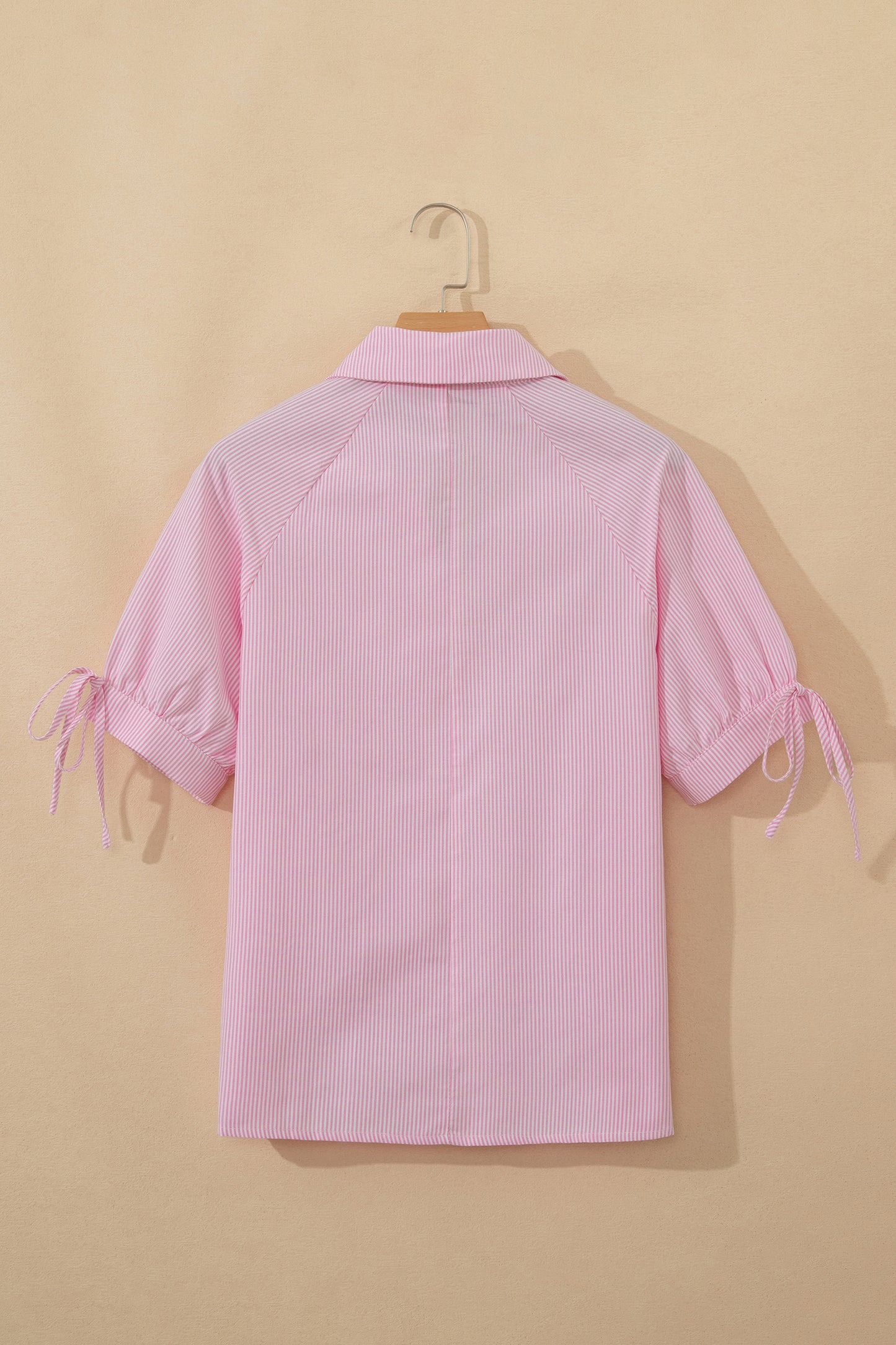 Striped V Neck Short Sleeve Casual Blouse Summer Top