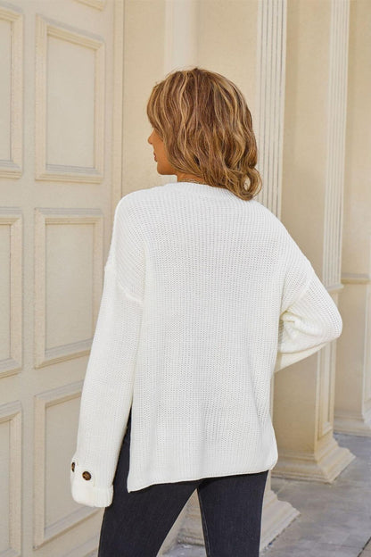 Oversized Pocket Knit Sweater – Loose Fit Pullover Top