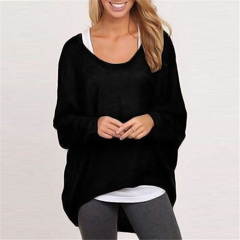 Women's Oversized Crewneck Knit Pullover Sweater Top