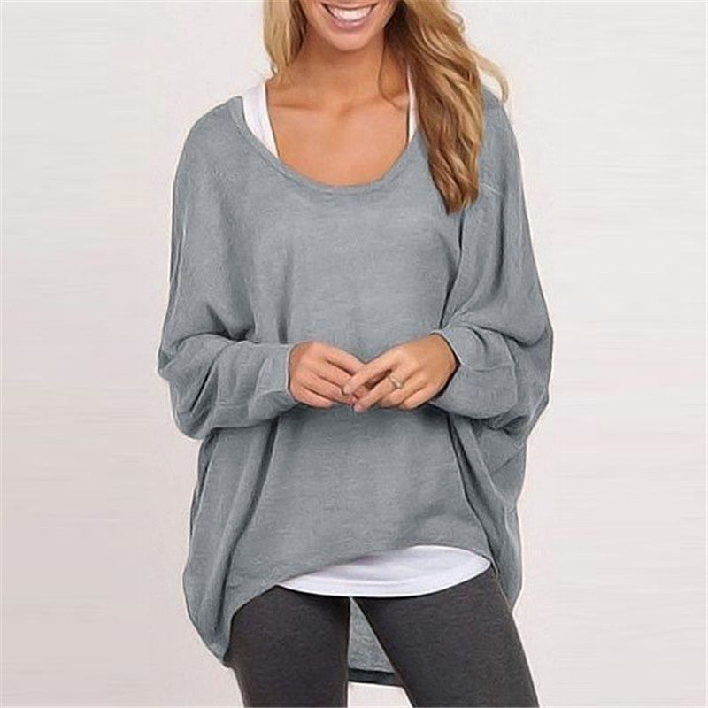 Women's Oversized Crewneck Knit Pullover Sweater Top