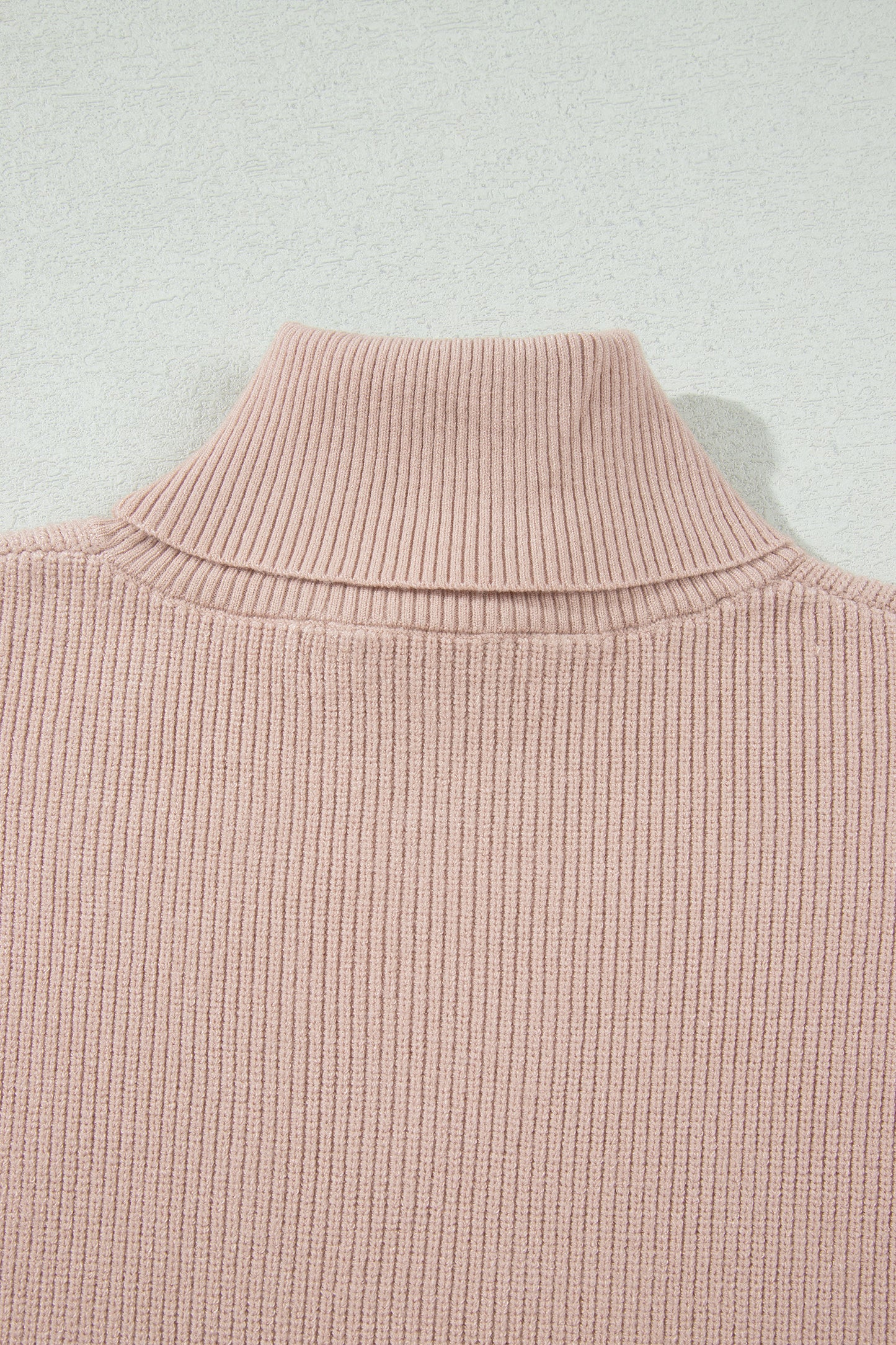 Beige Sleeveless Turtleneck Knit Sweater Vest Top