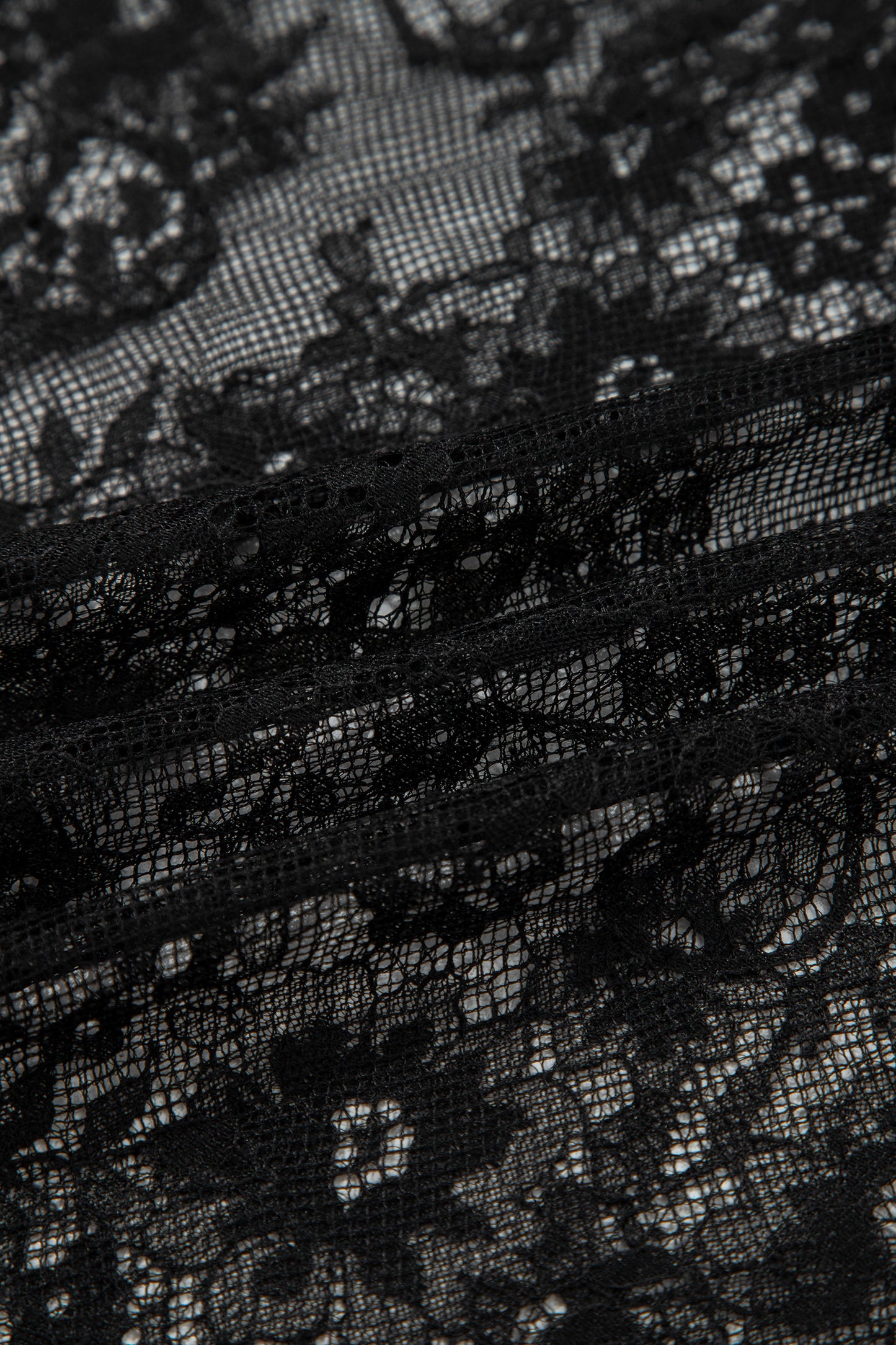Black Polka Dot Lace Sheer Midi Maxi Skirt