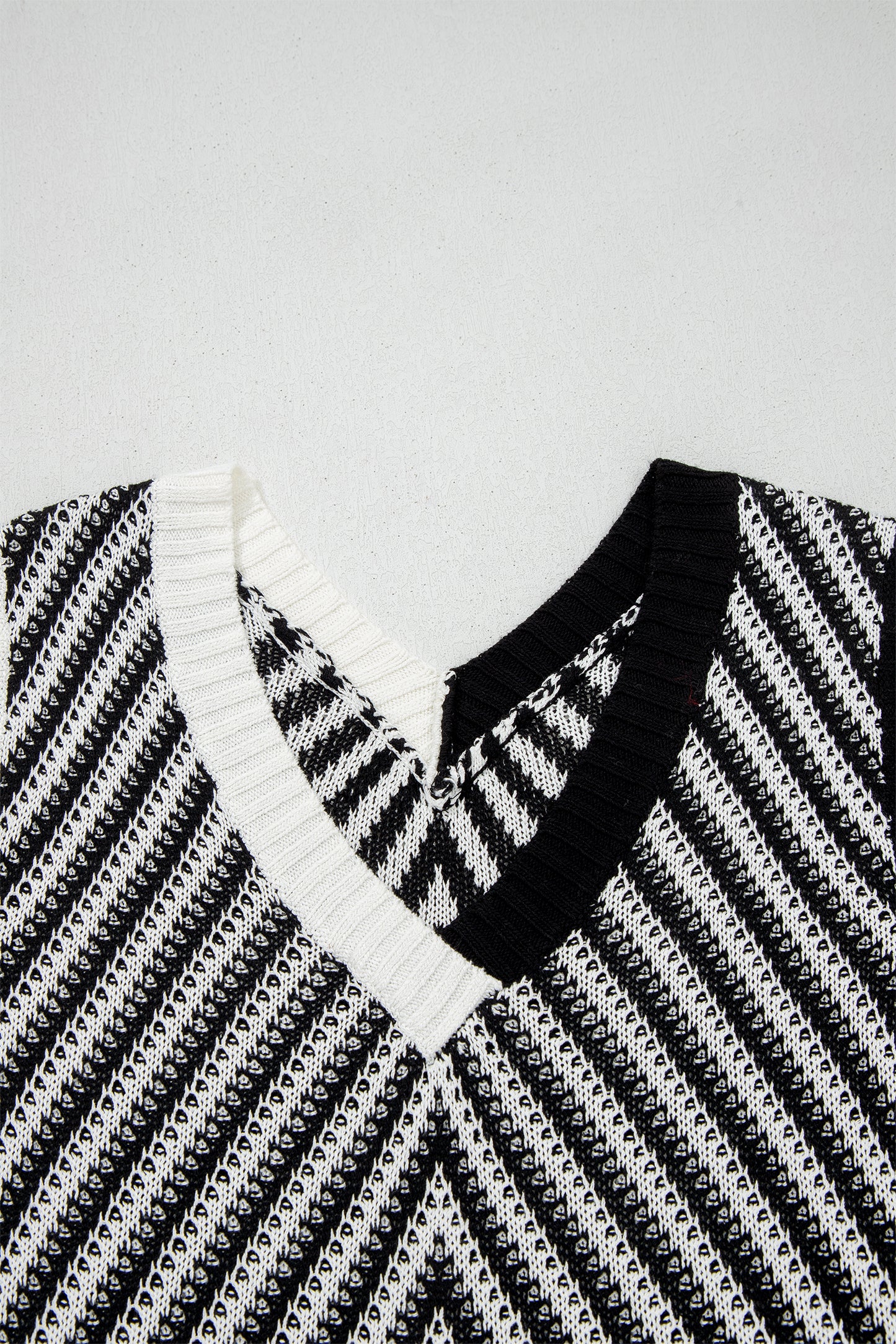 Strawberry Pink Contrast Chevron Knit V Neck Sweater Vest