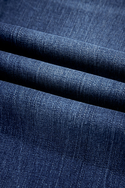 High Waist Flared Jeans with Raw Hem
