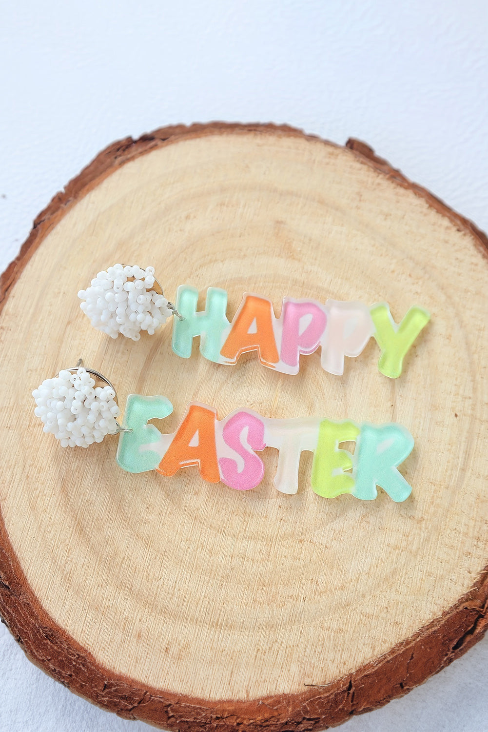 Happy Easter Acrylic Statement Drop Earrings