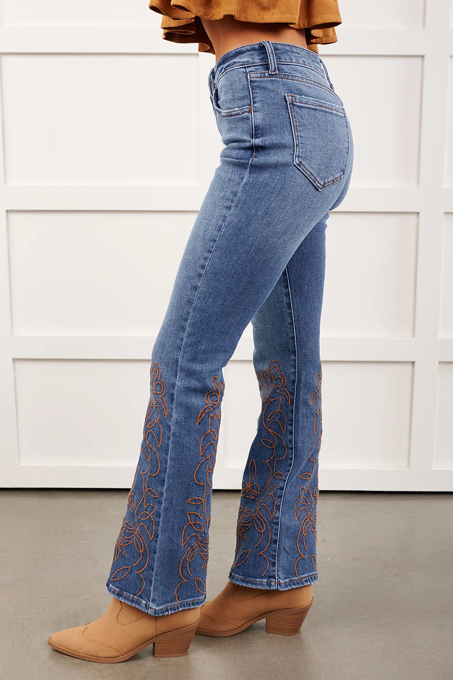 Ashleigh Blue Floral Embroidered Flare Jeans