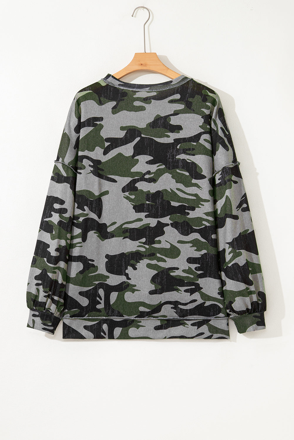 Retro Camo Drop Shoulder Oversized Sweatshirt for Women