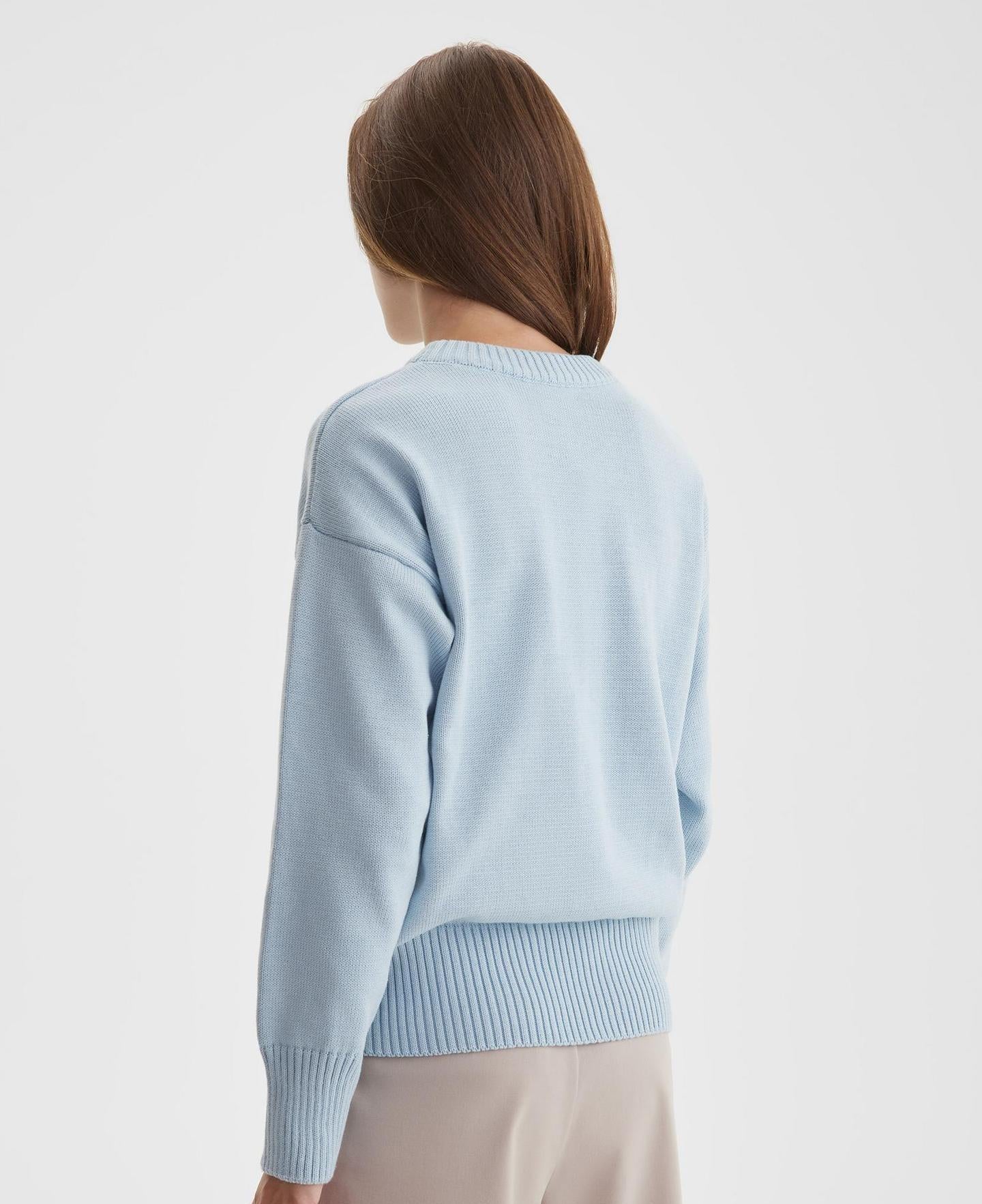 Cozy Solid Crewneck Knit Sweater for Women Fall Winter