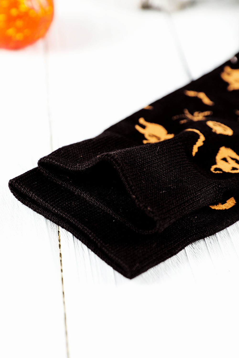 Black Halloween Pumpkin Ghost Bat Print Cotton Socks