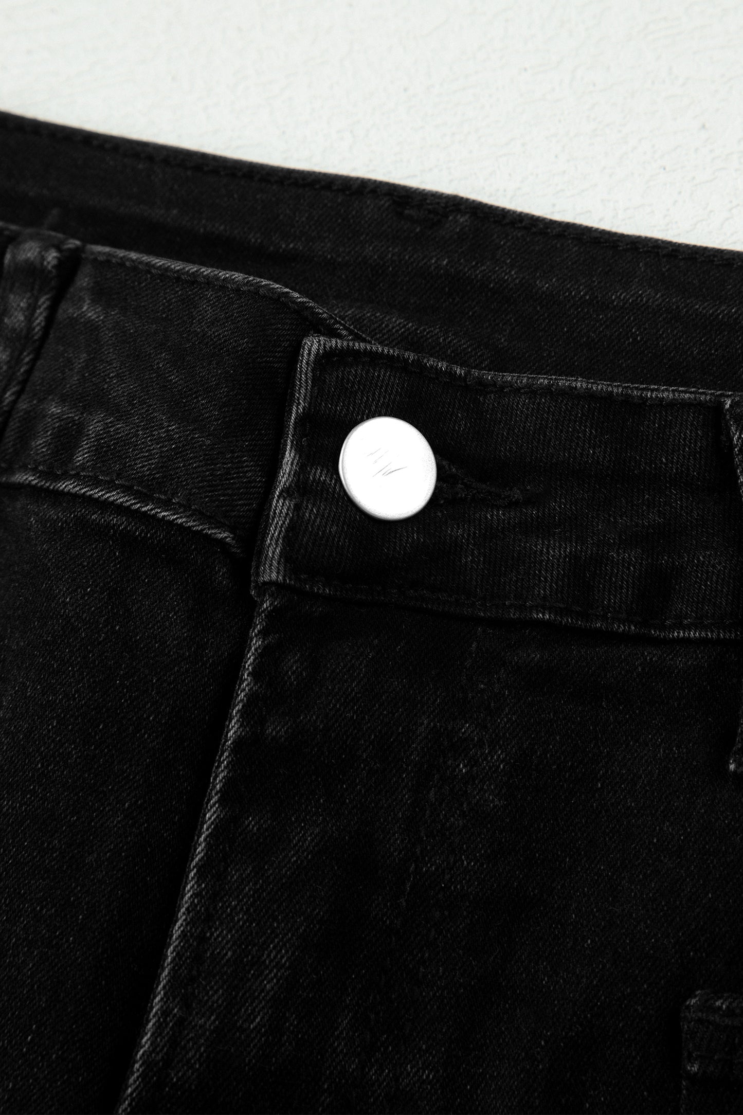 High Waisted Cropped Straight Leg Jeans Raw Hem Denim