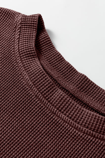 Waffle Knit Loose Long Sleeve Casual Top