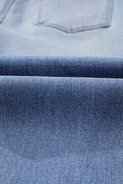 High Waist Flared Jeans with Raw Hem