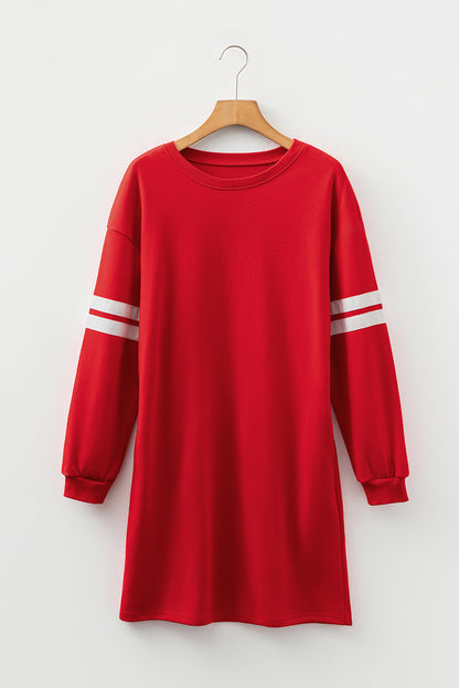 Customizable Varsity Stripe Sleeve Sweatshirt Dress Game Day