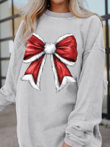 Christmas Big Bow Graphic Pullover Sweatshirt