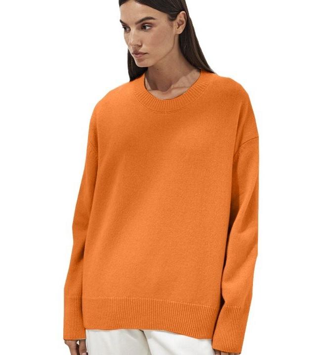 Cozy Solid Crewneck Knit Sweater for Women Fall Winter