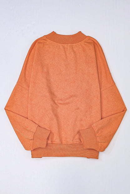 Orange Washed Drop Shoulder Crewneck Sweatshirt Oversized