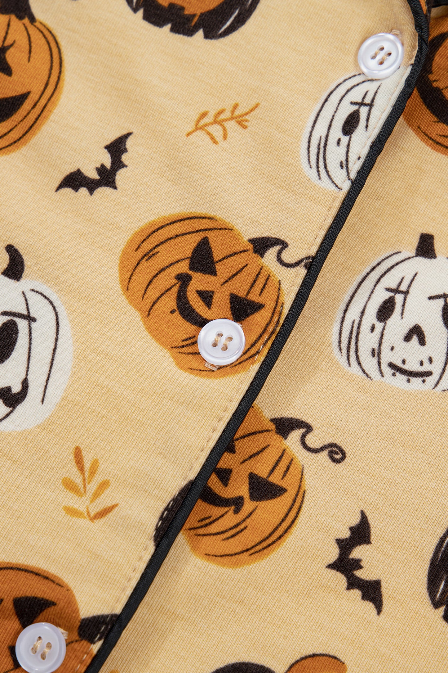 Halloween Pumpkin Print Ruffle Shorts Pajama Set