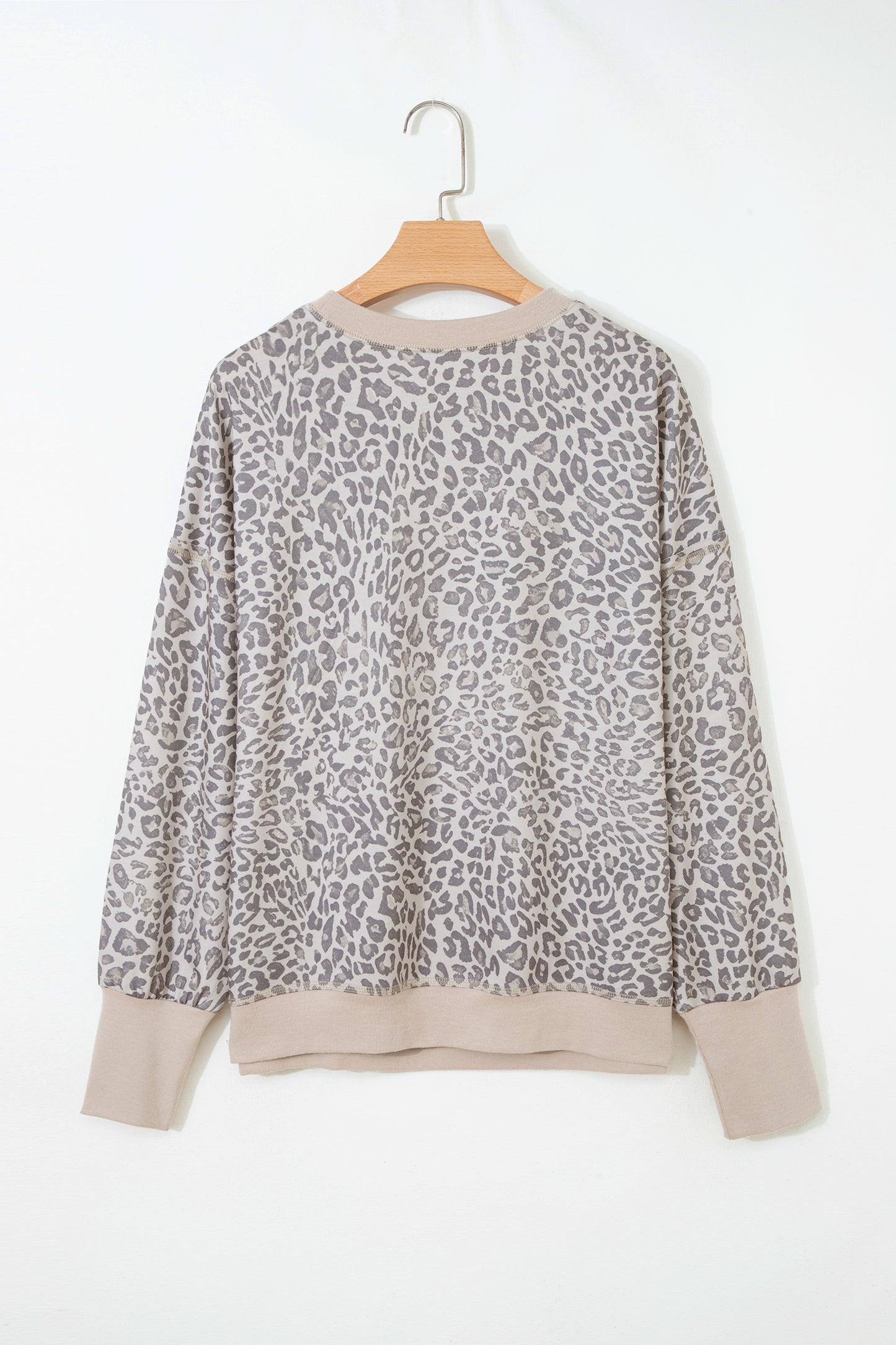 Leopard Print Long Sleeve Crew Neck Casual Sweatshirt