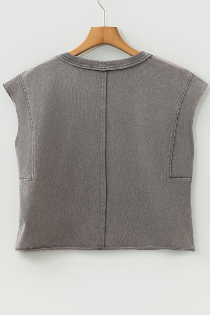 Medium Grey Mineral Wash Boxy Cotton Tank Top