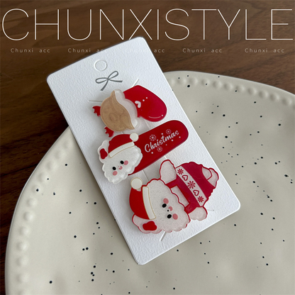 Cute Christmas Hair Clips Set Kids Holiday Barrettes 3pc