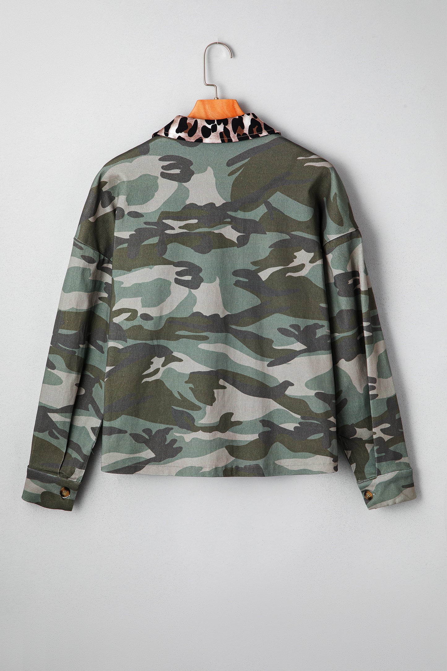 Camo Leopard Patchwork Military Crop Jacket