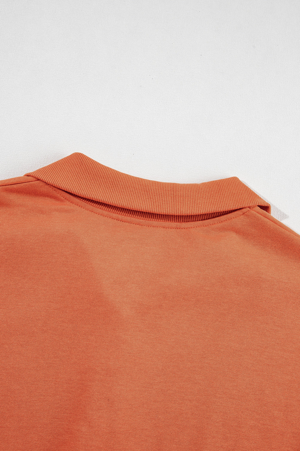Orange Snap Collar Raw Hem High-Low Sweatshirt with Slits