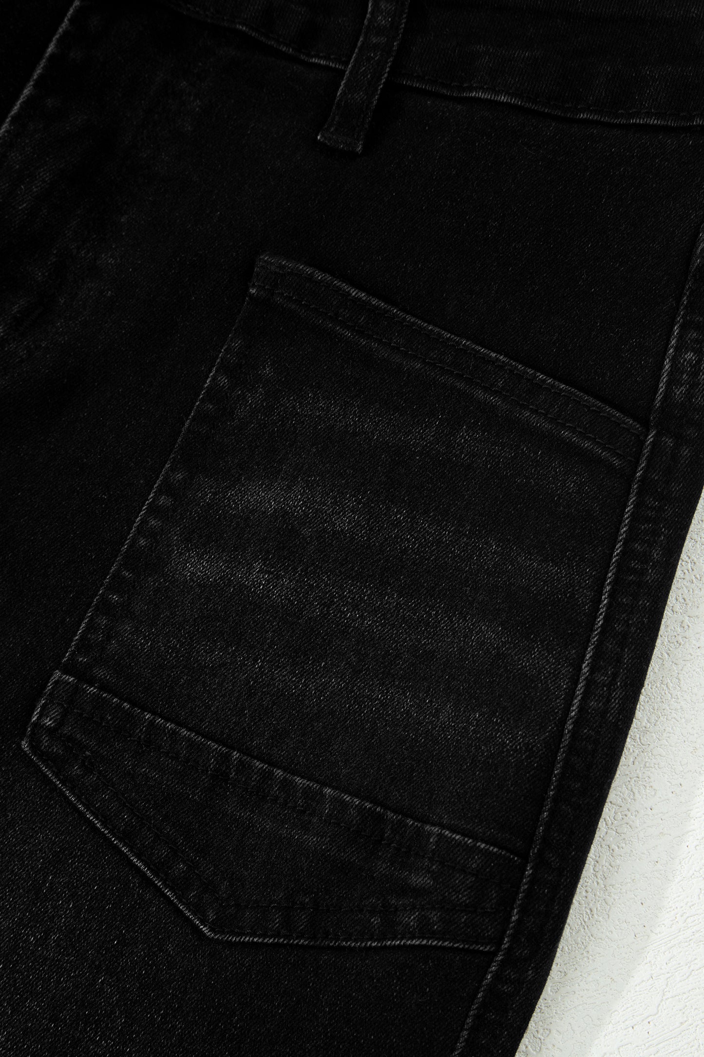 High Waisted Cropped Straight Leg Jeans Raw Hem Denim