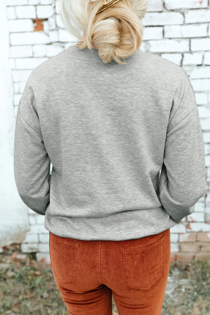 Gray Merry Christmas Festive Letter Print Drop Shoulder Sweatshirt