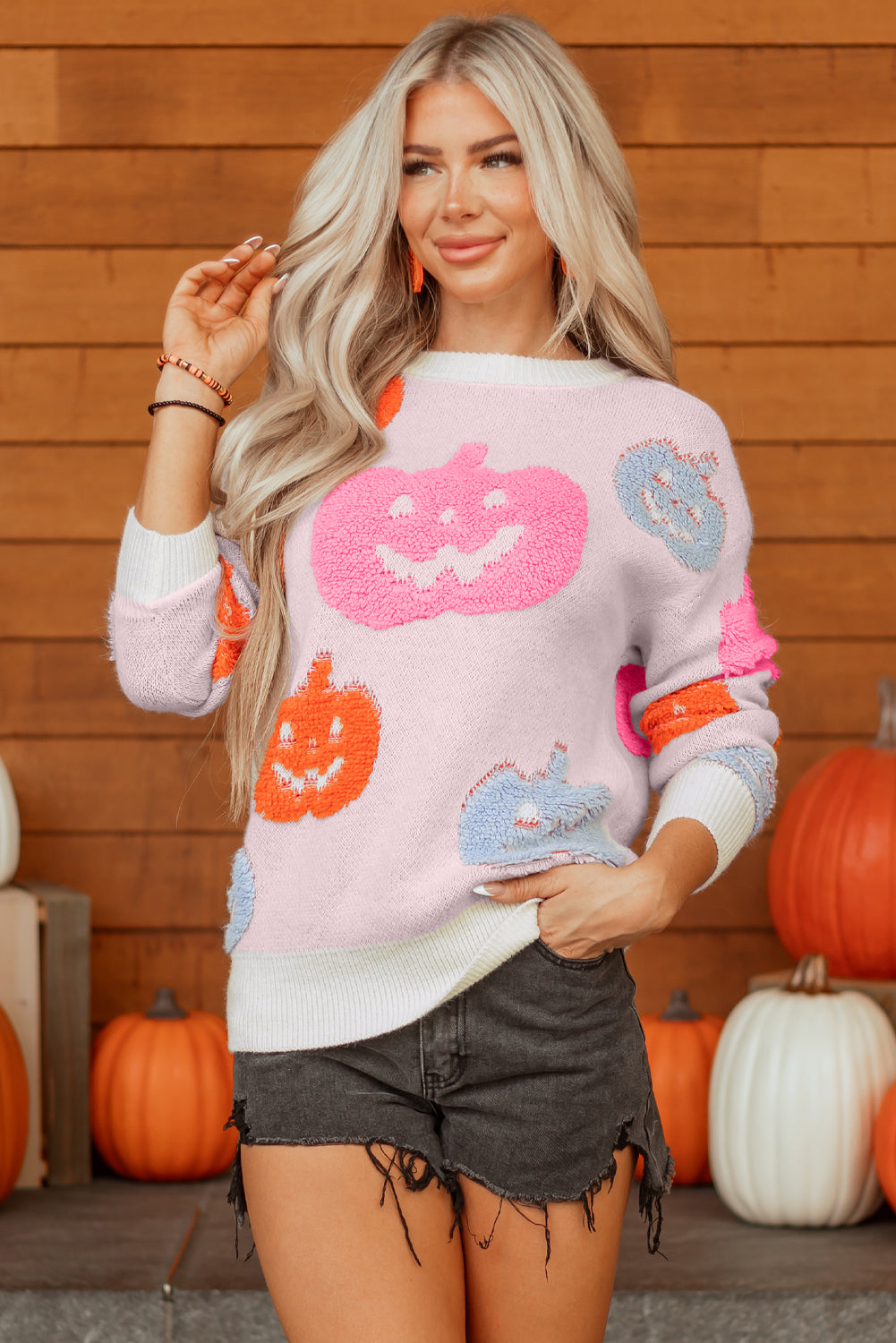 Cozy Halloween Jack-O’-Lantern Knit Pullover Sweater
