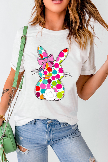 Easter Bunny Polka Dot Bow Graphic Tee