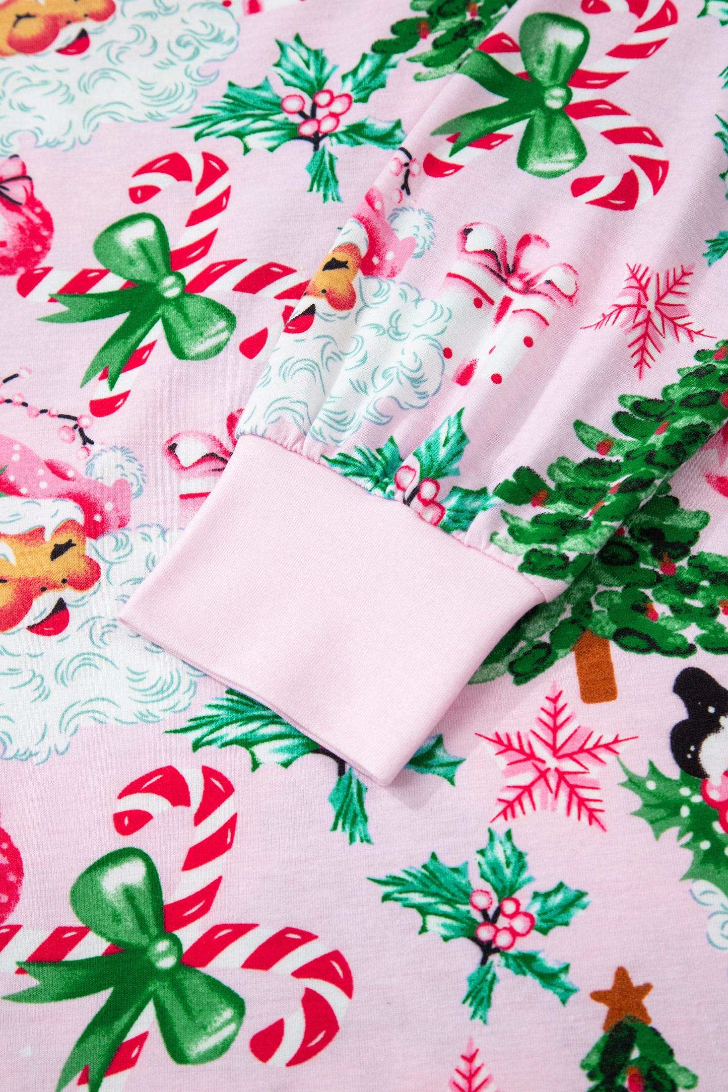Christmas Tree Print Button Lounge Set for Women 2pcs