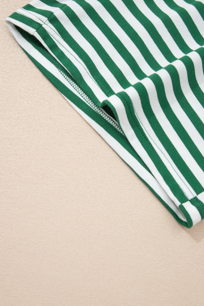 Striped Two Piece Lounge Set Womens Tee and Shorts