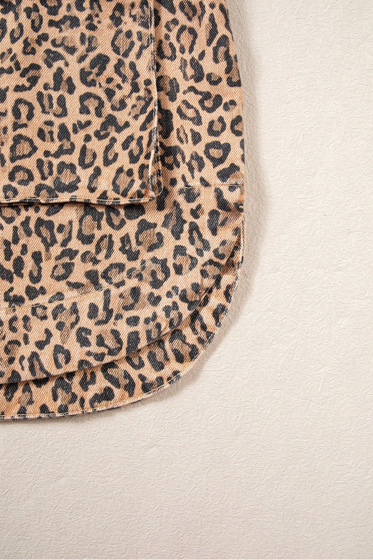 Leopard Print Denim Shacket Oversized Long Sleeve
