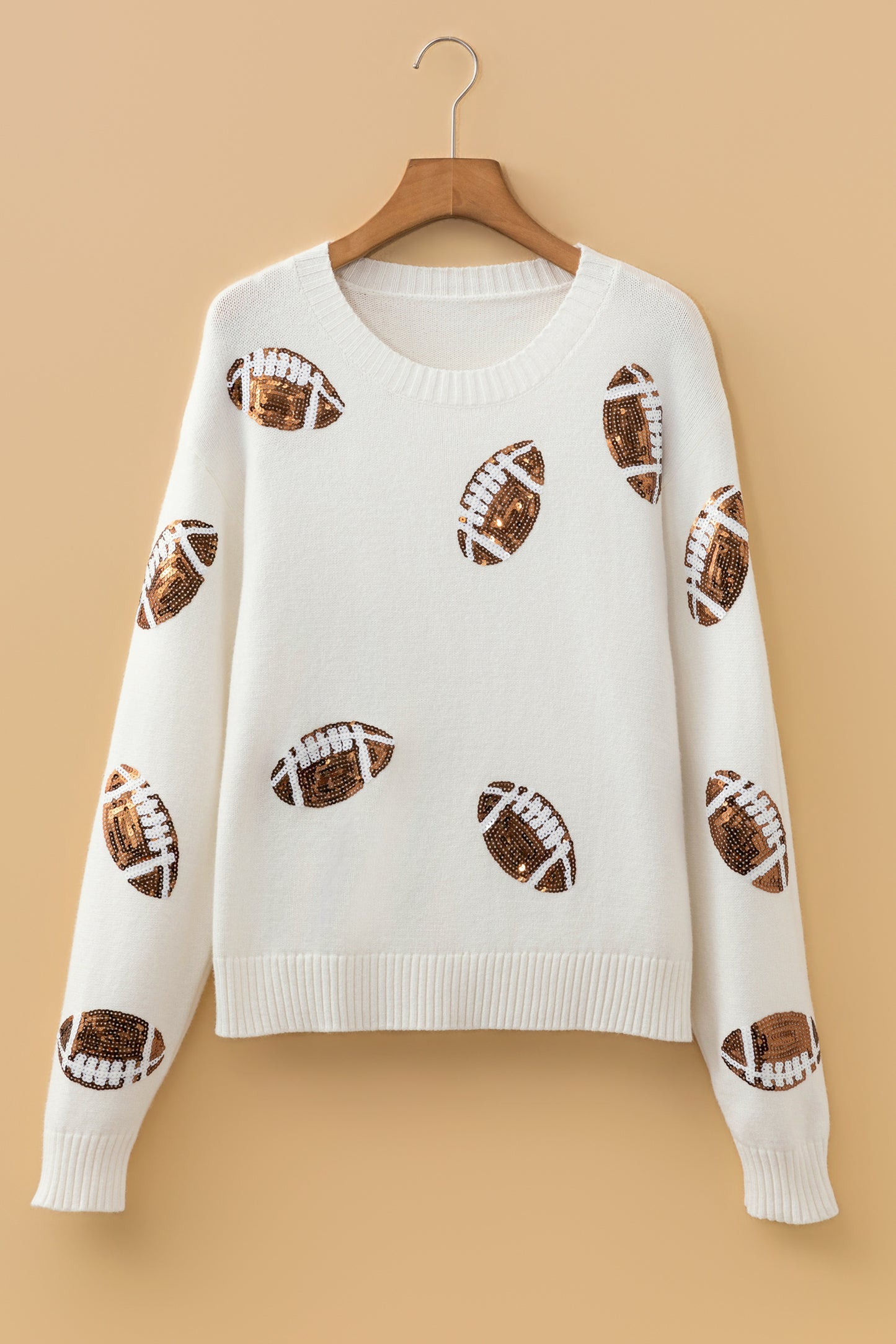 Back to School Sequin Football Game Day Knit Sweater