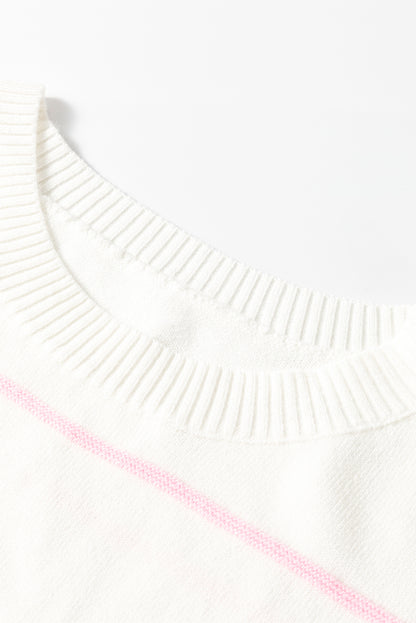 Colorblock Striped Half Sleeve Drop Shoulder Sweater