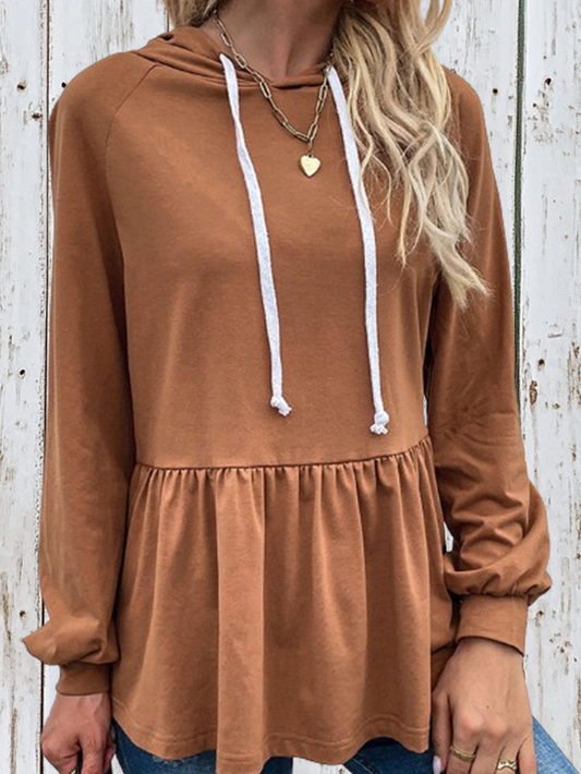 Drawstring Long Sleeve Sweatshirt Pullover