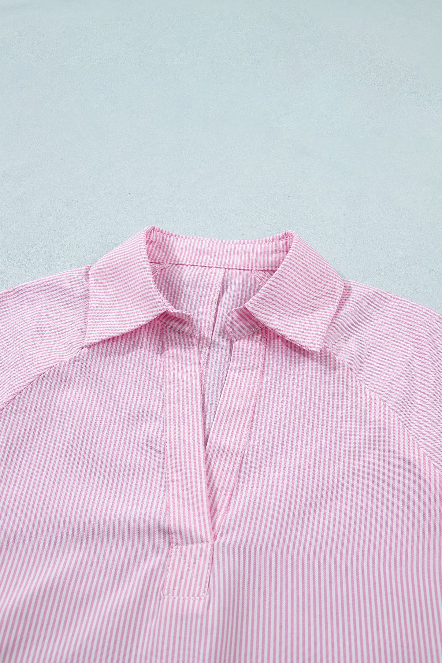 Striped V Neck Short Sleeve Casual Blouse Summer Top