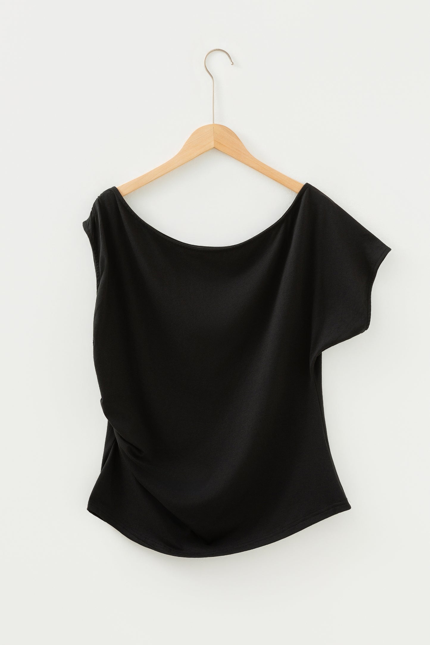 Pink Plus Size Asymmetric Neck Short Sleeve Blouse