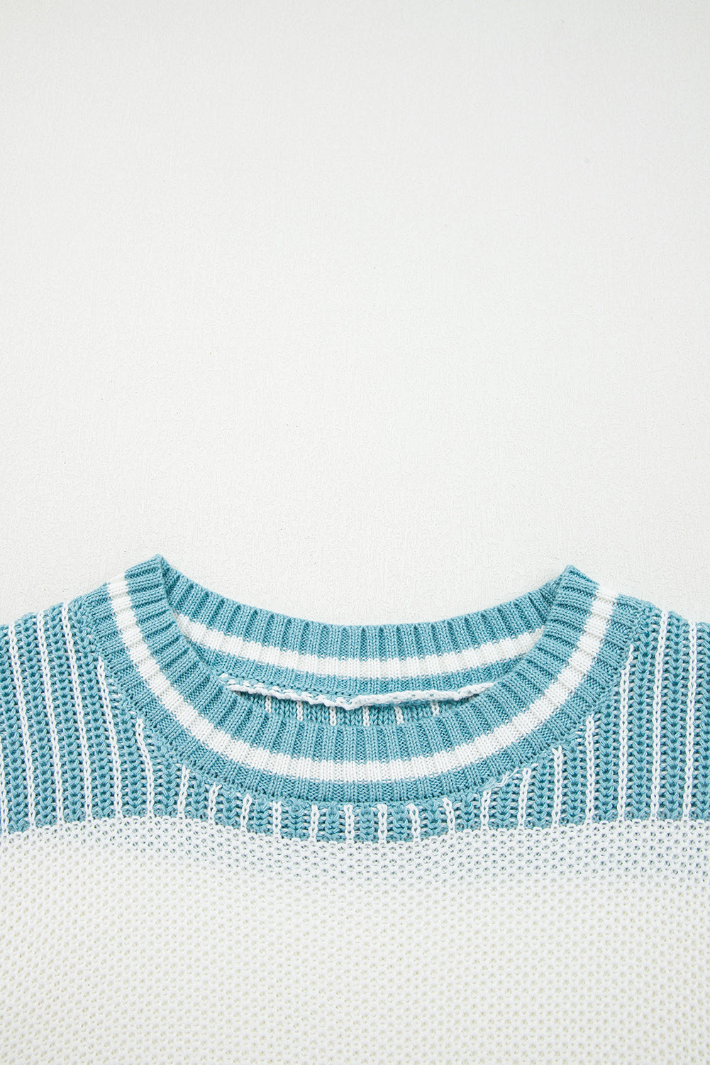Two Tone Striped Patchwork Drop Shoulder Loose Sweater