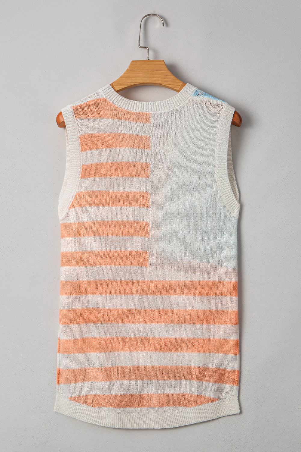 Pink USA Flag Stripe Notched Neck Sweater Vest