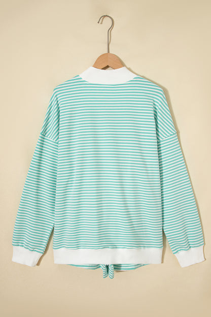 Pink Stripe Oversized Mock Neck Sweatshirt Shorts Set