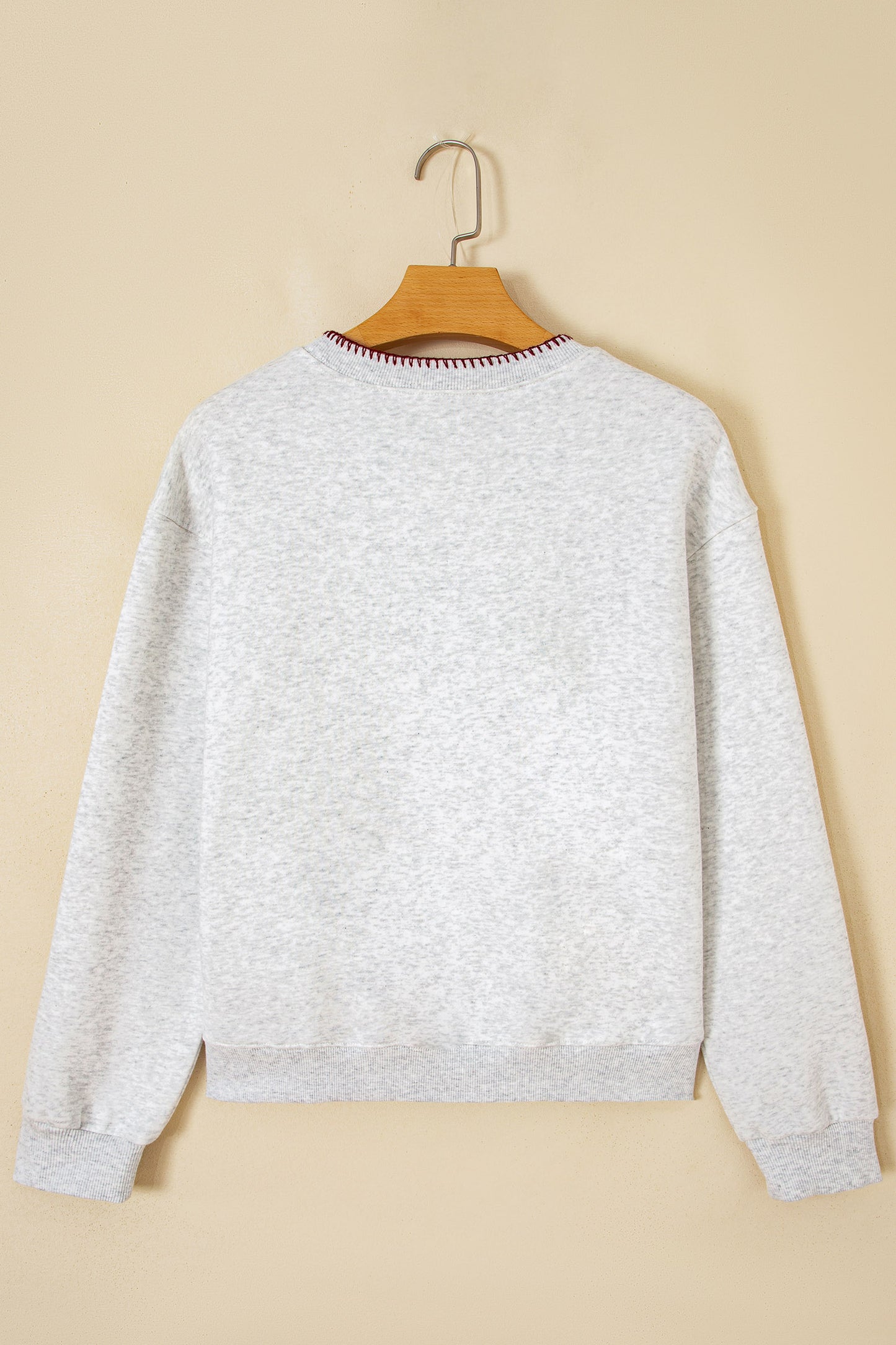 Light Grey Western Print Embroidered Casual Sweatshirt