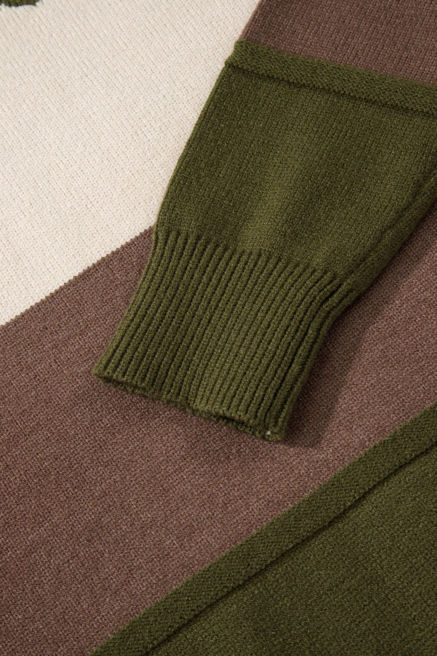 Black Beige Brown Colorblock Drop Shoulder Knit Sweater
