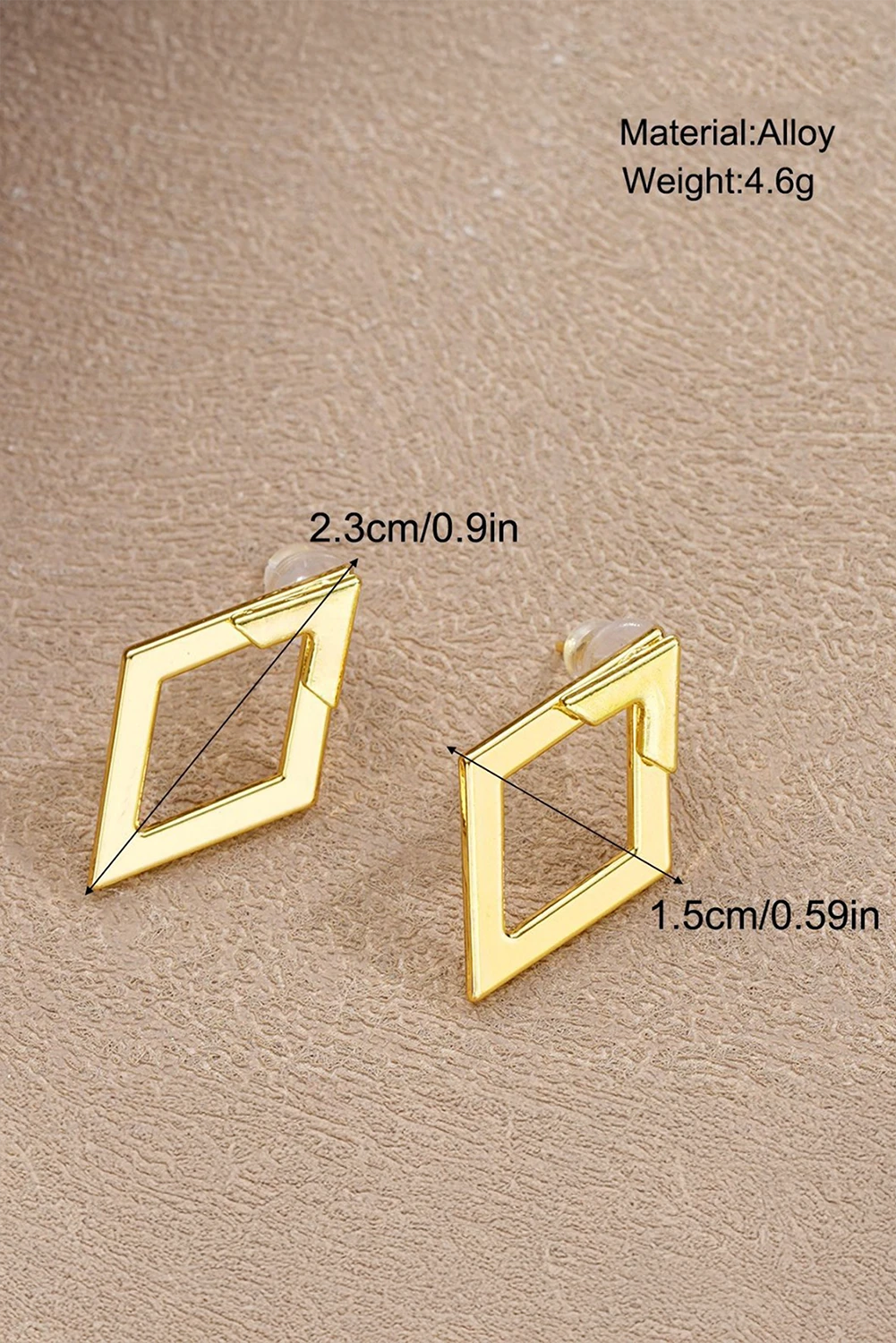 Gold Geometric Diamond Drop Stud Earrings