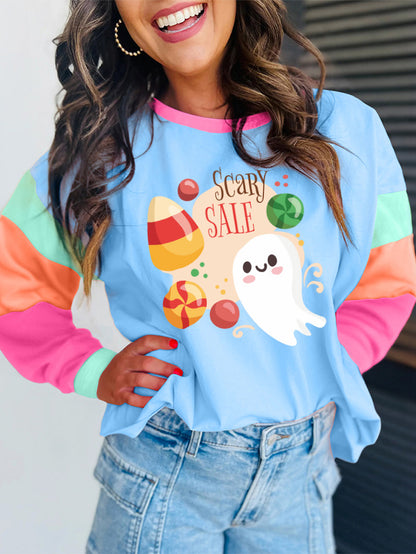 Scary Sale Halloween Colorblock Graphic Tee