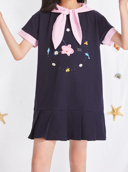 Girls Summer School Style Short Sleeve Casual Dress